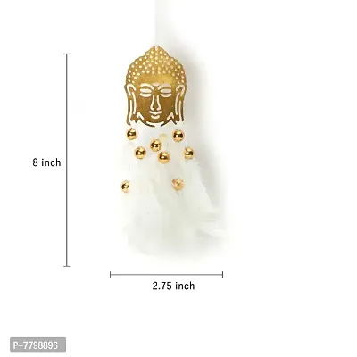 Dream catcher Buddha Car Hanging with White Feathers Wind Chime Wall hanging-thumb3