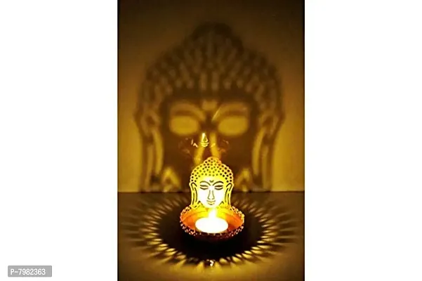 Metal Buddha Shadow Tealight Holder for Home Deacute;cor, Diwali  Festive Decor-thumb5