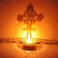 Metal Cross Shadow Tealight Holder for Home Deacute;cor, Diwali  Festive Decor-thumb2
