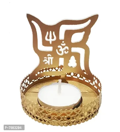 Metal Swastik Shadow Tealight Holder for Home Deacute;cor, Diwali  Festive Decor-thumb2