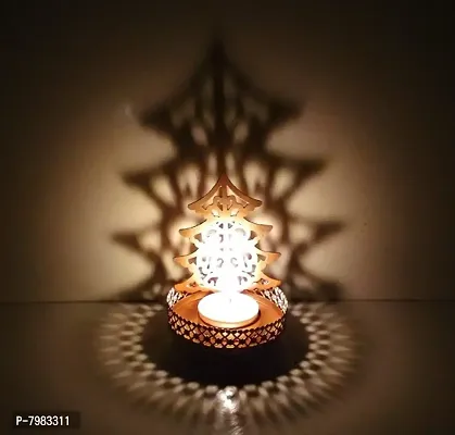Metal Christmas Tree Shadow Tealight Holder for Home Deacute;cor, Diwali  Festive Decor-thumb0
