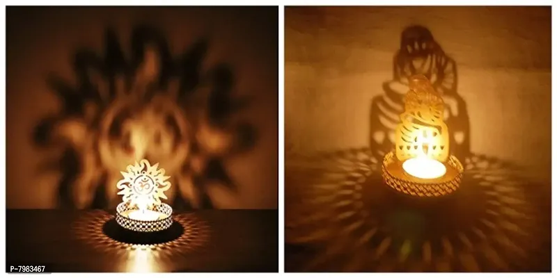 Metal OM-Sai combo Shadow Tealight Holder for Home Deacute;cor, Diwali  Festive Decor
