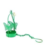 Hanging Green Butterfly Tealight Holder for Home Deacute;cor, Diwali  Festive Decor (pack of 2)-thumb2