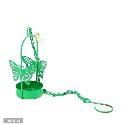 Hanging Green Butterfly Tealight Holder for Home Deacute;cor, Diwali  Festive Decor (pack of 2)-thumb3