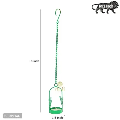 Hanging Green Butterfly Tealight Holder for Home Deacute;cor, Diwali  Festive Decor (pack of 2)-thumb4