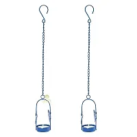 Hanging Blue Butterfly Tealight Holder for Home Deacute;cor, Diwali  Festive Decor (pack of 2)-thumb1
