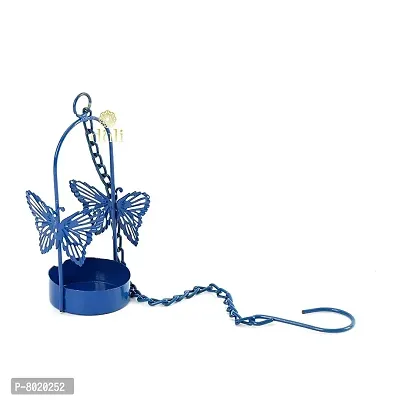 Hanging Blue Butterfly Tealight Holder for Home Deacute;cor, Diwali  Festive Decor (pack of 2)-thumb4