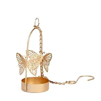 Hanging Gold Butterfly Tealight Holder for Home Deacute;cor, Diwali  Festive Decor (pack of 2)-thumb2
