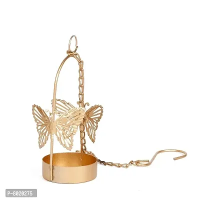 Hanging Gold Butterfly Tealight Holder for Home Deacute;cor, Diwali  Festive Decor (pack of 2)-thumb3