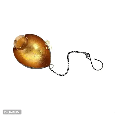 Hanging Gold Coconut Tealight Holder for Home Deacute;cor, Diwali  Festive Decor (pack of 1)-thumb2