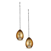 Hanging Gold Coconut Tealight Holder for Home Deacute;cor, Diwali  Festive Decor (pack of 2)-thumb1