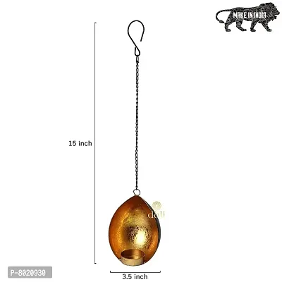 Hanging Gold Coconut Tealight Holder for Home Deacute;cor, Diwali  Festive Decor (pack of 2)-thumb5