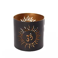 Metal OM Black-Golden Votive Tealight Holder for Home Deacute;cor, Diwali  Festive Decor-thumb1