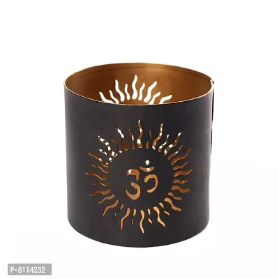 Metal OM Black-Golden Votive Tealight Holder for Home Deacute;cor, Diwali  Festive Decor-thumb2