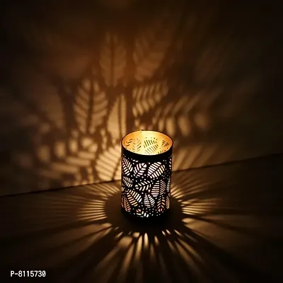 Metal Petals Black-Golden Votive Tealight Holder for Home Deacute;cor, Diwali  Festive Decor-thumb0