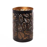 Metal Petals Black-Golden Votive Tealight Holder for Home Deacute;cor, Diwali  Festive Decor-thumb1