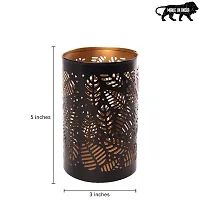 Metal Petals Black-Golden Votive Tealight Holder for Home Deacute;cor, Diwali  Festive Decor-thumb3