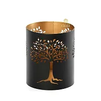 Metal Tree Shadow Black-Golden Votive Tealight Holder for Home Deacute;cor, Diwali  Festive Decor-thumb1