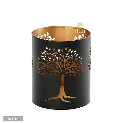 Metal Tree Shadow Black-Golden Votive Tealight Holder for Home Deacute;cor, Diwali  Festive Decor-thumb2