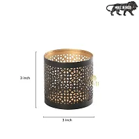 Metal Black-Golden Circle Design Votive Tealight Holder for Home Deacute;cor, Diwali  Festive Decor-thumb2