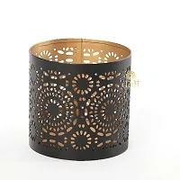 Metal Black-Golden Mandala Design Votive Tealight Holder for Home Deacute;cor, Diwali  Festive Decor-thumb1