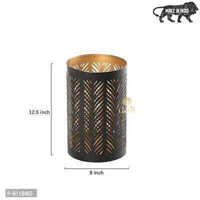 Metal Black-Golden Zigzag Design Votive Tealight Holder for Home Deacute;cor, Diwali  Festive Decor-thumb3