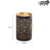 Metal Black-Golden Mandala Design Votive Tealight Holder for Home Deacute;cor, Diwali  Festive Decor-thumb2