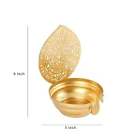 Classy Metal Golden Peacock Diya Votive Tealight Holder for Home Deacute;cor-thumb1