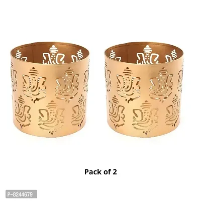 Classy Metal Golden Ganesha Votive Tealight Holder for Home Deacute;cor, Pack of 2-thumb0