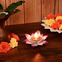 Lotus Brass Kamal Patti Akhand Diya for Home Deacute;cor, Diwali  Festive Decor (pack of 2)-thumb2