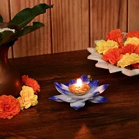 Lotus Brass Kamal Patti Akhand Diya for Home Deacute;cor, Diwali  Festive Decor (pack of 2)-thumb2