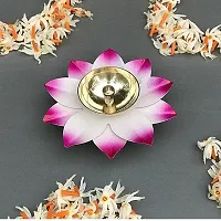 Lotus Brass Kamal Patti Akhand Diya for Home Deacute;cor, Diwali  Festive Decor (pack of 3)-thumb3