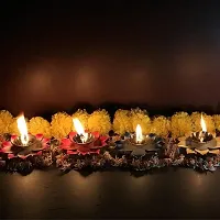 Lotus Brass Kamal Patti Akhand Diya for Home Deacute;cor, Diwali  Festive Decor (pack of 3)-thumb4