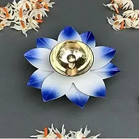 Lotus Brass Kamal Patti Akhand Diya for Home Deacute;cor, Diwali  Festive Decor (pack of 3)-thumb1