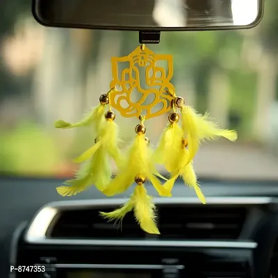 New Car Hanging  Feather Wall Hanging and Car Hanging Decorative With Ganesha and Feathers  Car Hanging Ornament Positive Vibes-thumb2