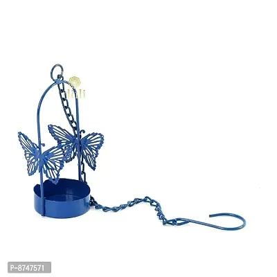 Hanging Blue Butterfly Tealight Holder for Home Decoration, Diwali  Festive Deacute;cor (Pack Of 4)-thumb3