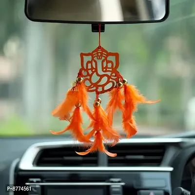 Dream catcher Feather Wall Hanging and Car Hanging Decorative with Orange Feather-thumb2