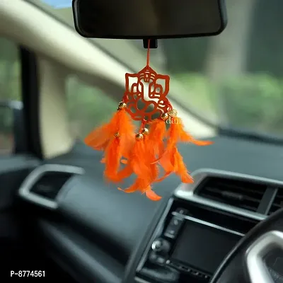 Dream catcher Feather Wall Hanging and Car Hanging Decorative with Orange Feather-thumb3