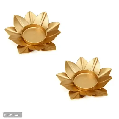 Lotus Brass Candle Holder Festive Decoration(pack of 2)