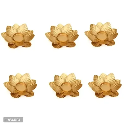 Lotus Brass Candle Holder Festive Decor (pack of 6)