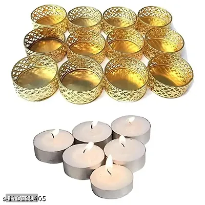 Golden Katori Tealight Holder Diya Candle Holders with Tealights (Set of 12)-thumb0