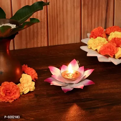 Lotus Brass Kamal Patti Akhand Diya for Home Deacute;cor, Diwali  Festive Decor (pack of 1)-thumb0