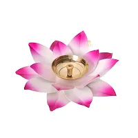 Lotus Brass Kamal Patti Akhand Diya for Home Deacute;cor, Diwali  Festive Decor (pack of 1)-thumb1