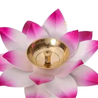 Lotus Brass Kamal Patti Akhand Diya for Home Deacute;cor, Diwali  Festive Decor (pack of 1)-thumb2