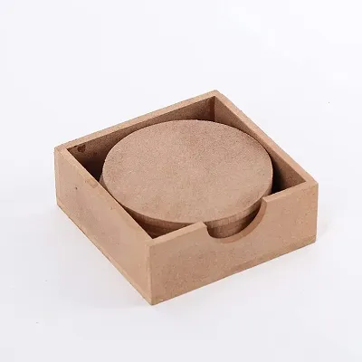 MDF DIY Round Coasters with case MDF Plain Wooden Coasters for Painting Art Work  Decoration
