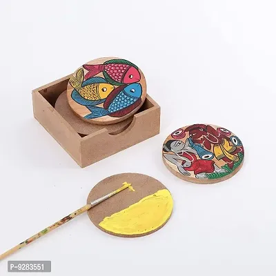 MDF DIY Round Coasters with case MDF Plain Wooden Coasters for Painting Art Work  Decoration-thumb2