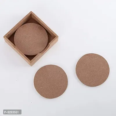 MDF DIY Round Coasters with case MDF Plain Wooden Coasters for Painting Art Work  Decoration-thumb3