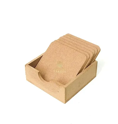 MDF DIY Square Coasters with case MDF Plain Wooden Coasters for Painting Art Work  Decoration