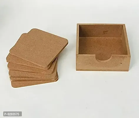 MDF DIY Square Coasters with case MDF Plain Wooden Coasters for Painting Art Work  Decoration-thumb5