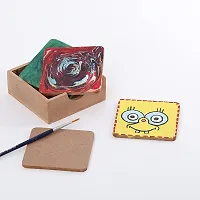 MDF DIY Tray with 6 Sqaure Coaster with case MDF Plain Wooden Coasters for Painting Art Work  Decoration-thumb2